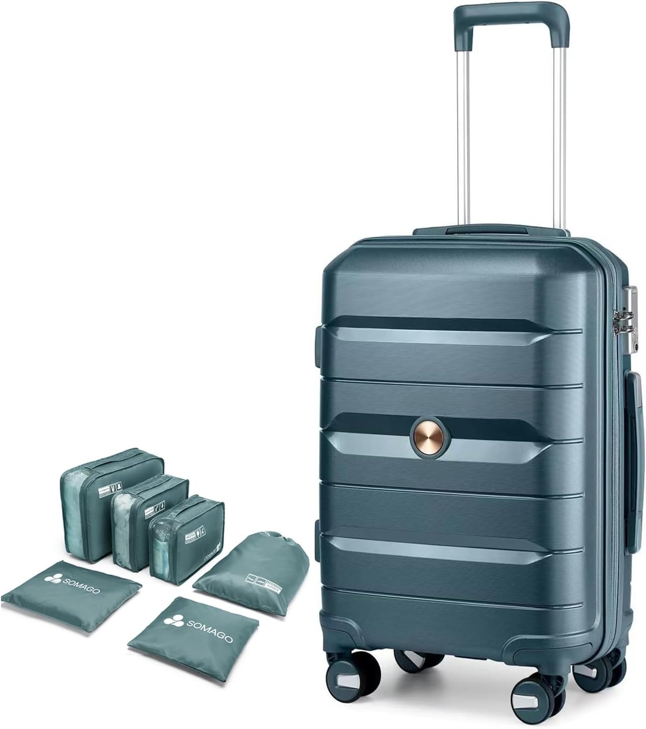 Somago 28 Inch Luggage With Spinner Wheels Hard Shell Polypropylene Suitcase with TSA Lock and YKK Zipper,Ice Blue