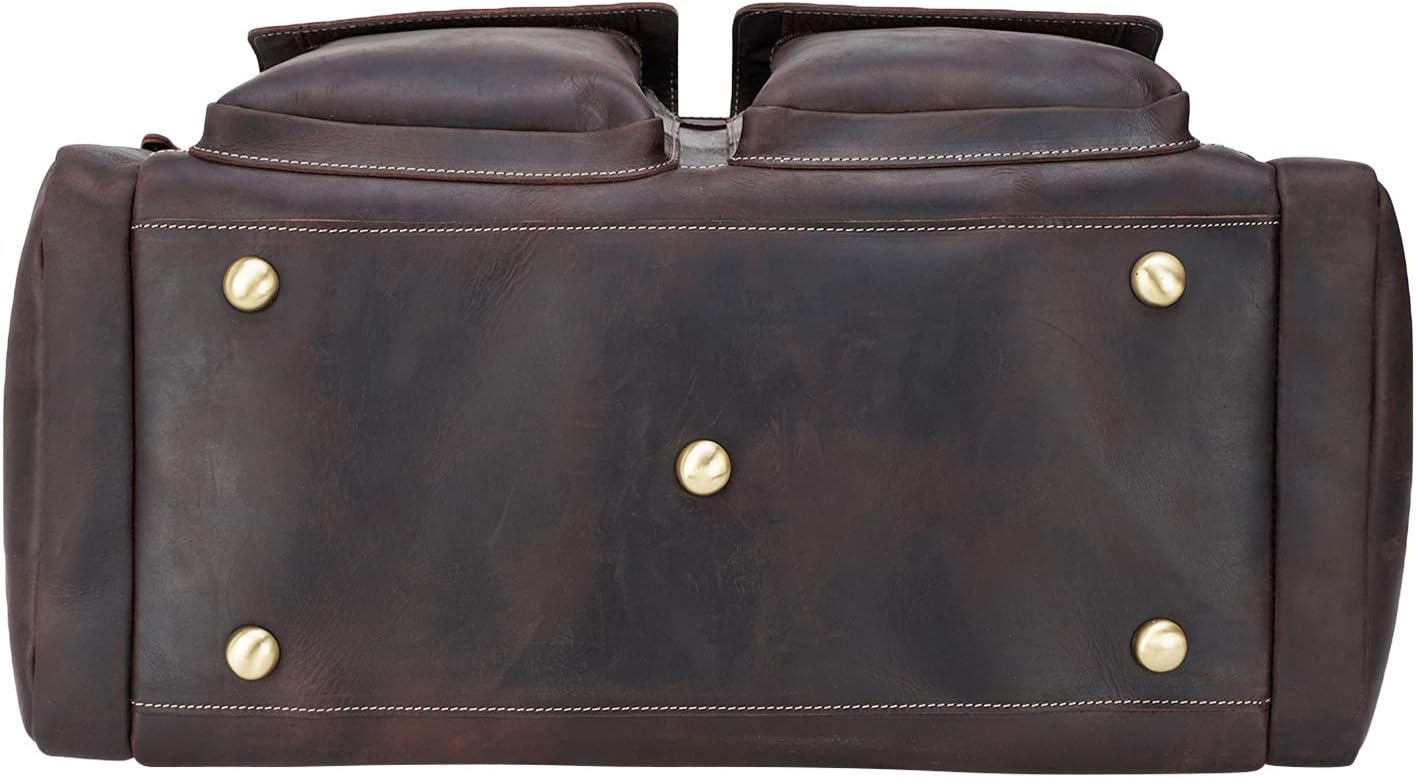 Polare 23" Duffel Thick Full Grain Cowhide Leather Gym Weekender Overnight Luggage Bag For Men 42L
