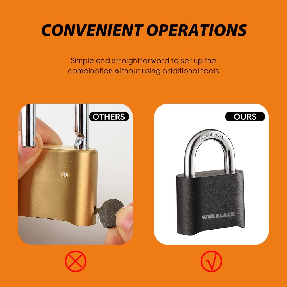 Outdoor Combination Lock, Heavy Duty Weatherproof Pad Locks with Code, Resettable Padlock