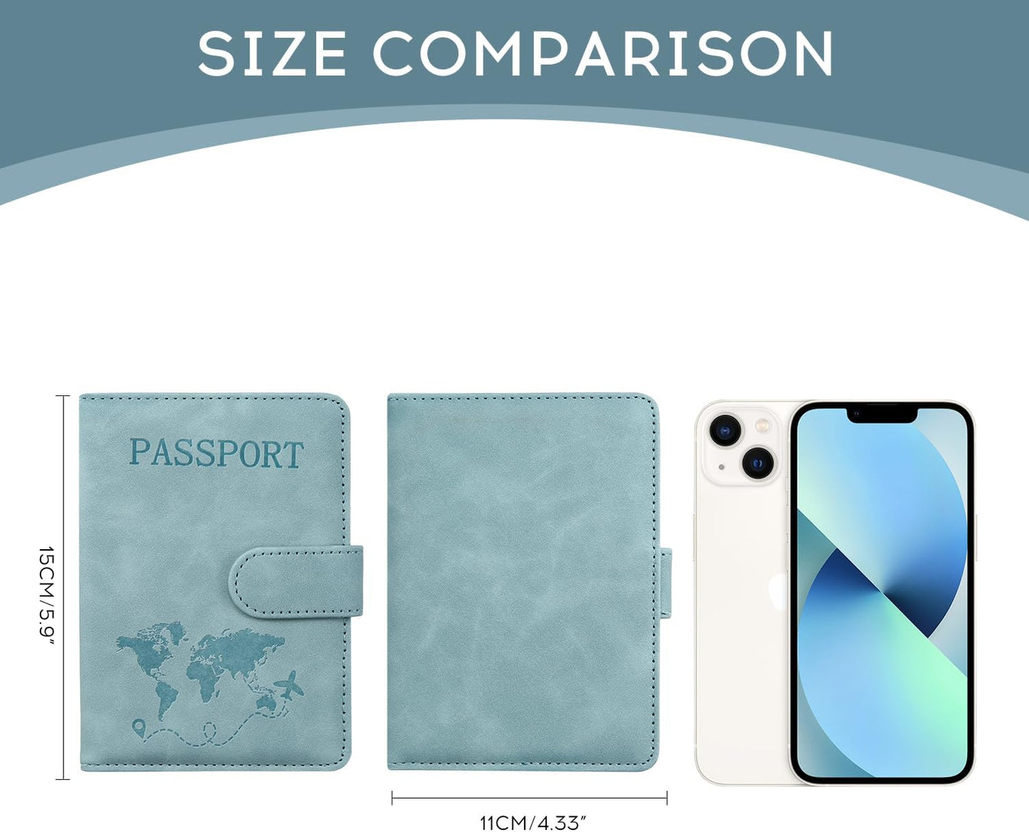 ILIYAH-Passport Cover-Passport Holder Travel Wallet-RFID Blocking Passport Case Travel Accessories Card Holder Wallet Unisex Travel Gifts(Blue)
