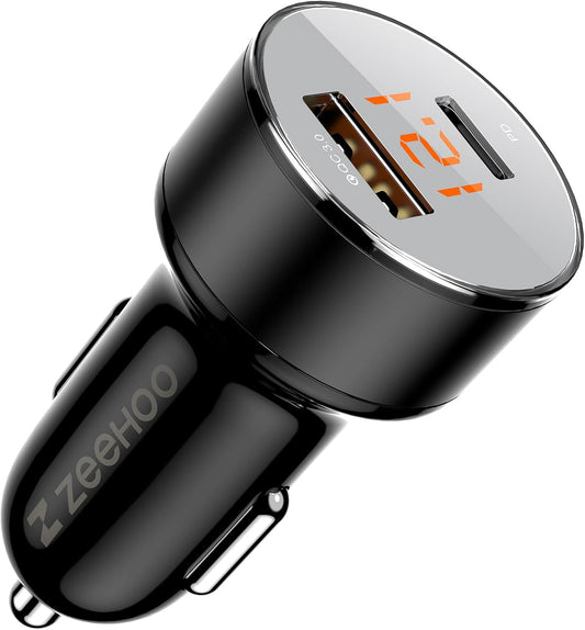 Car Charger Adapter, ZeeHoo USB C Car Charger QC 3.0&PD Dual Port 45W Fast Charging for Apple iPhone 14 13 12 11 Pro Max, Samsung Galaxy S23 Ultra/S22/Z Fold4 Flip 4/S21/Note20/Pixel/LG