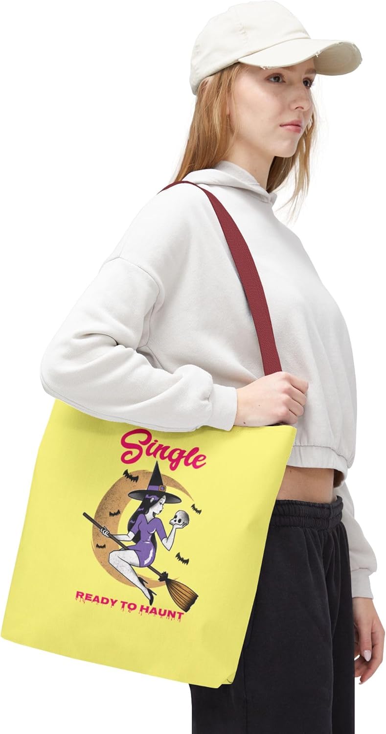 Single and Ready to Haunt Tote Bag, Halloween Tote for Singles, Witchy Accessories, Breakup Gift for Her, Fall Vibe Tote