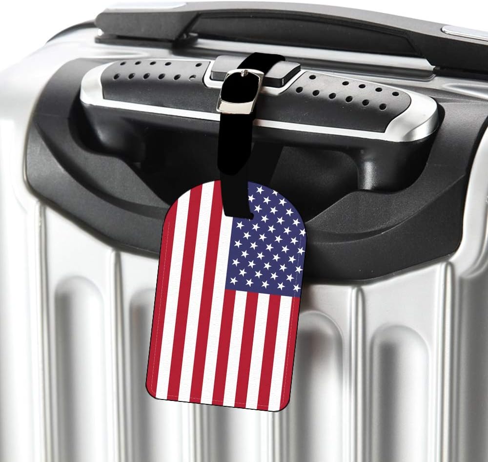 American Flag Luggage Tag Stripe Stars White Red Blue Leather Travel Bag Labels Suitcase Luggage ID Tags