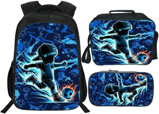 School Backpack Set for Girls Boys 3-in-1 Kids Teens Elementary Middle School Bookbag with Lunch Bag Pencil Case