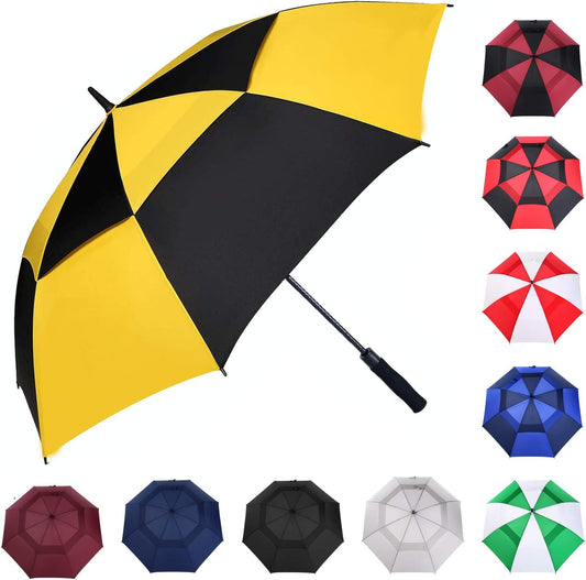 MRTLLOA Extra Large Golf Umbrella, 54/62/68/72 Inch Automatic Open, Oversize Double Canopy Vented Windproof Waterproof Sports Umbrellas for Rain