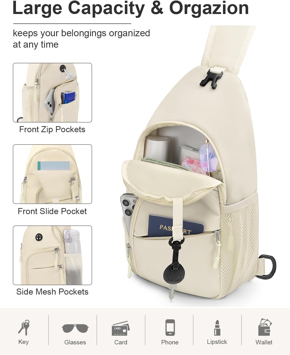 Crossbody Bags for Women Man, Waterproof Sling Bag Backpack Trendy Casual Cross Body Bags with
