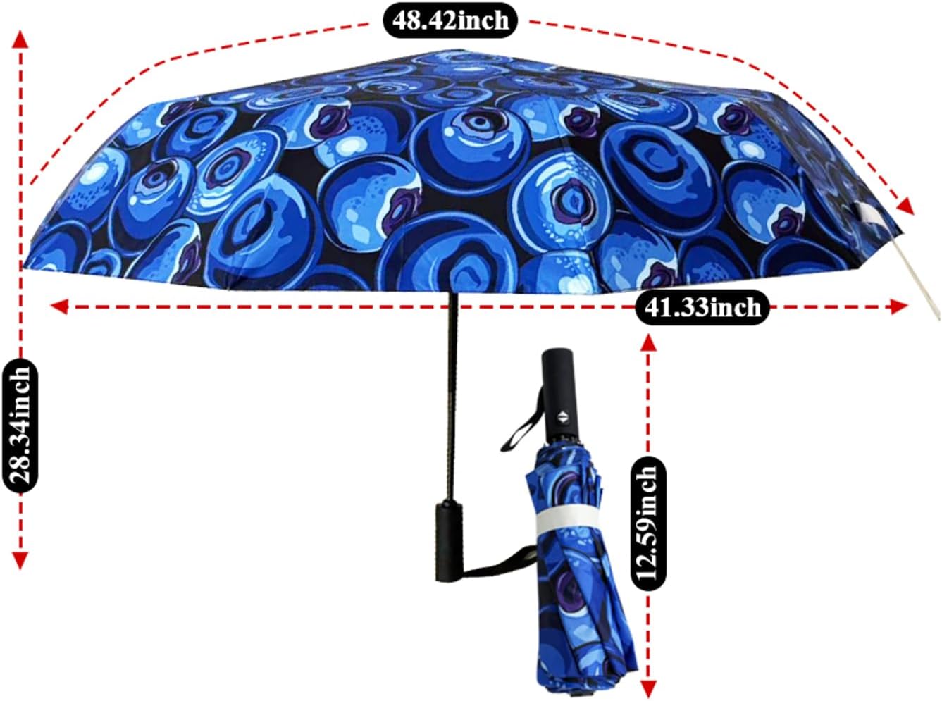 Windproof Travel Automatic Umbrella, 10 Ribs, Rainproof Foldable, Uv-Resistant, Portable