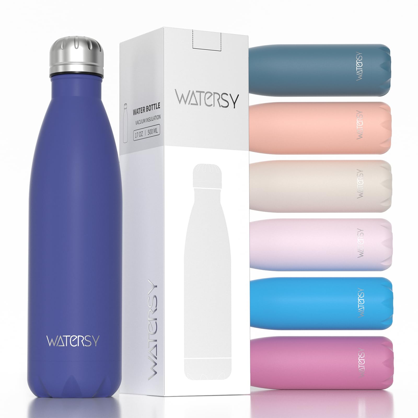 WATERSY Stainless Steel water bottle,17oz Insulated Water Bottles