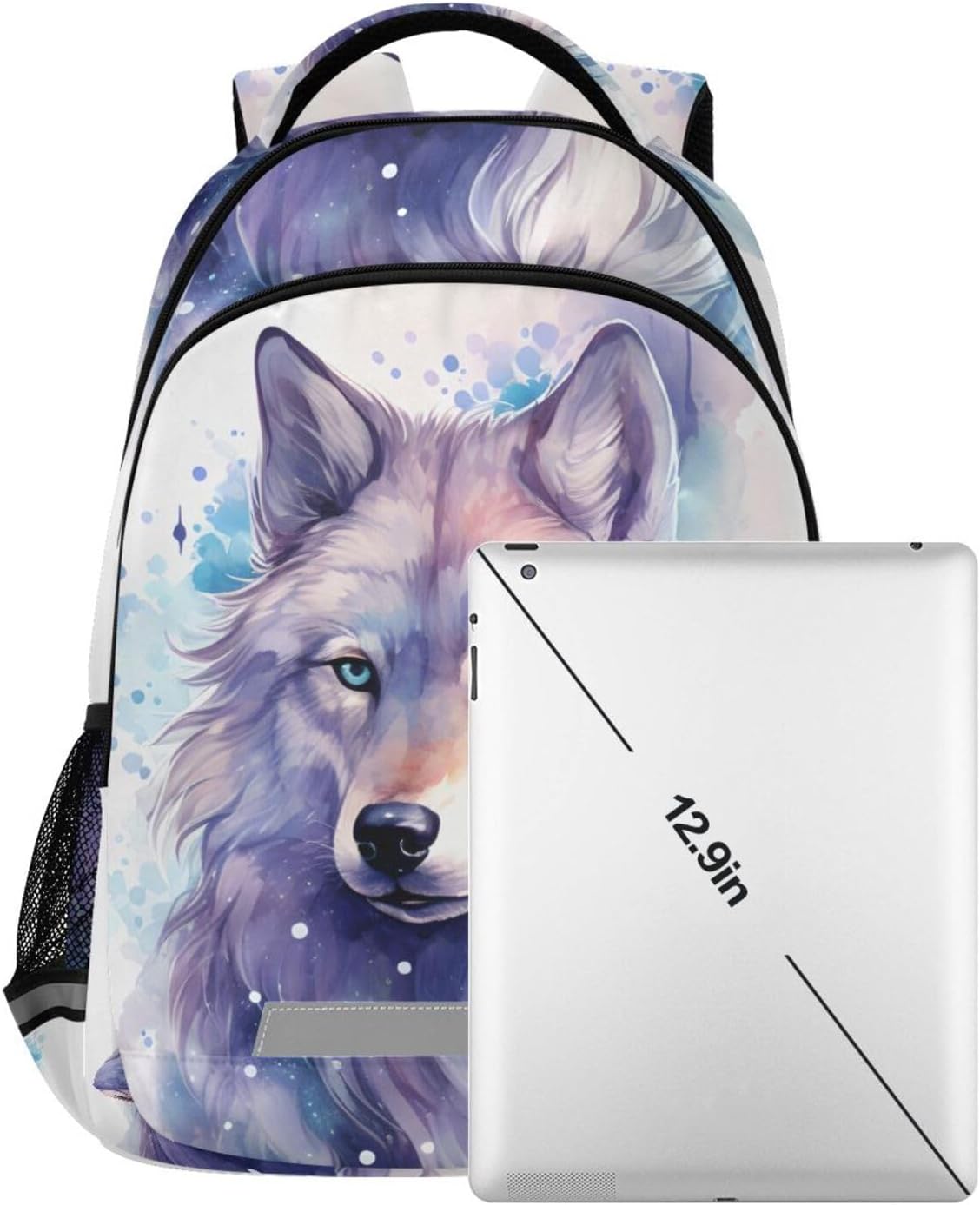 Wolf Watercolor Backpack for Boys Girls Elementary School Bag Kids Bookbag Travel Rucksack