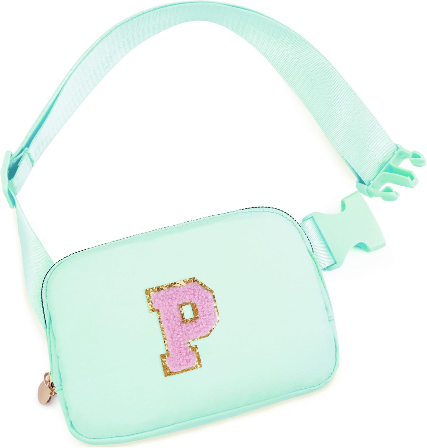 Belt Bag Fanny Pack Crossbody Bags with Initials Letter Patch Cute Stuff Birthday Gifts for Teenager Girls Trendy Stuff for Teens | Light Green,P