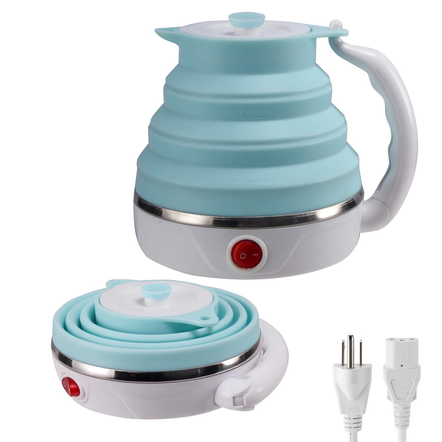 Travel Foldable Electric Kettle, Collapsible Electric Kettle Food Grade Silicone Small Pot Boiling