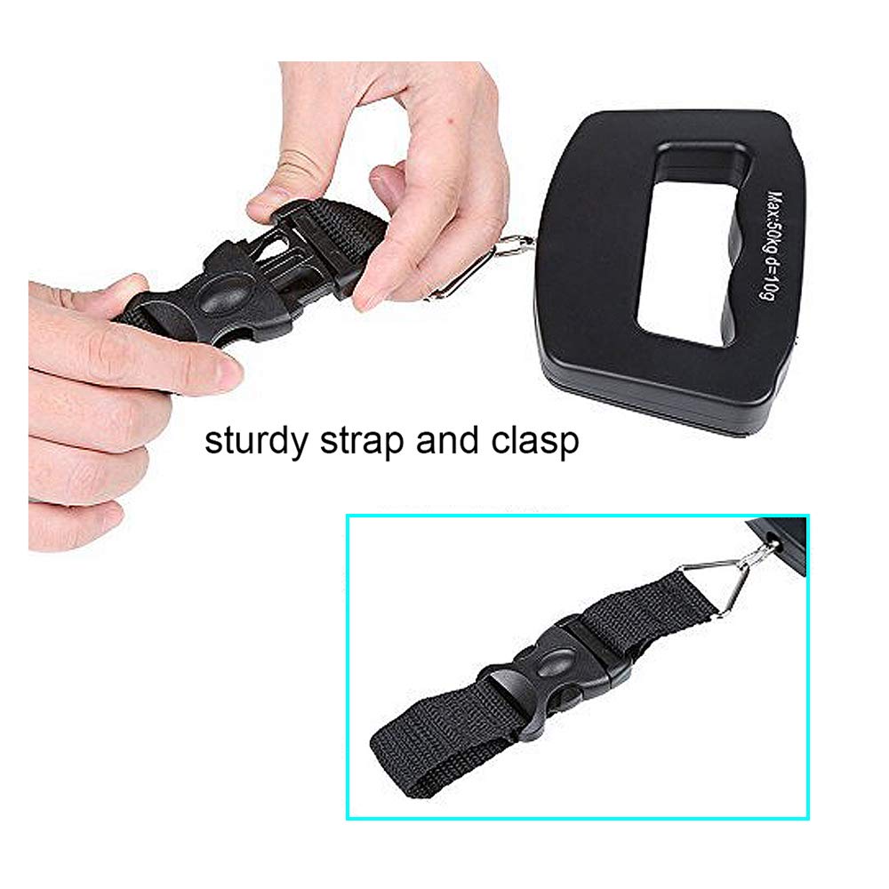 Handheld Digital Luggage Scale with Grip for Travel Portable Electronic Weighing Suitcase and Bag 110Lb/50kg Black