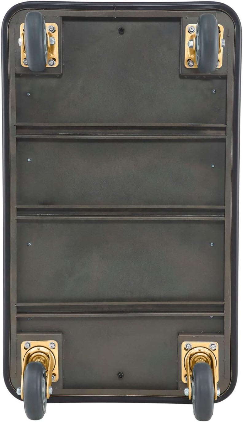 Global Industrial Gold Stainless Steel Bellman Cart Curved Uprights 6" Rubber Casters, 41-1/4"L x 24" W x 73" H, Hotel Luggage Cart for Commercial Use, Condos, Resorts