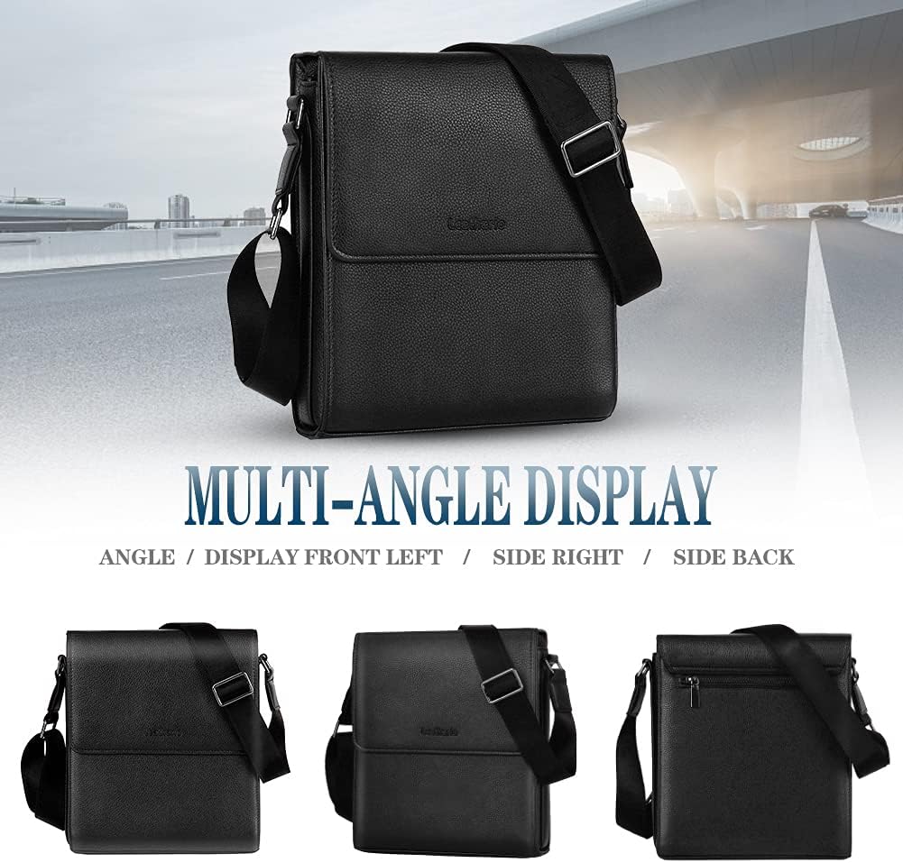 Leathario Men's Crossbody Bag,Vegan Leather Shoulder Messenger Purse Sling Satchel For Work Business Travel