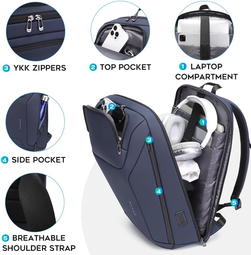 Business Laptop Backpack for Men,Women，15.6 Inch Water Resistant Travel smart Laptop Backpack Carry On Backpack with USB Charging Port，Large Business Work Durable Computer Bag