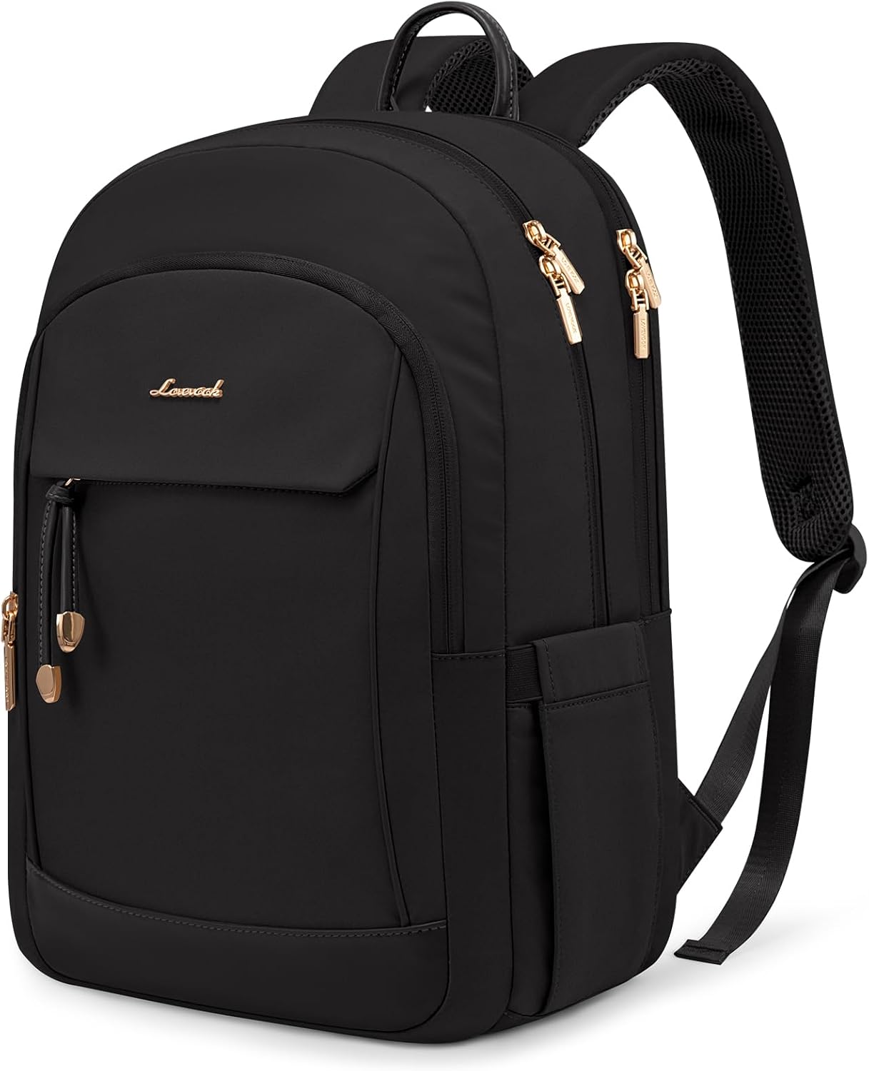 LOVEVOOK Laptop Backpack for Women, 15.6 inch Waterproof College Backpack Woman with Laptop Compartment Computer Bag Travel Backpack Purse, Large Black Computer Daypack for Work Casual,Black