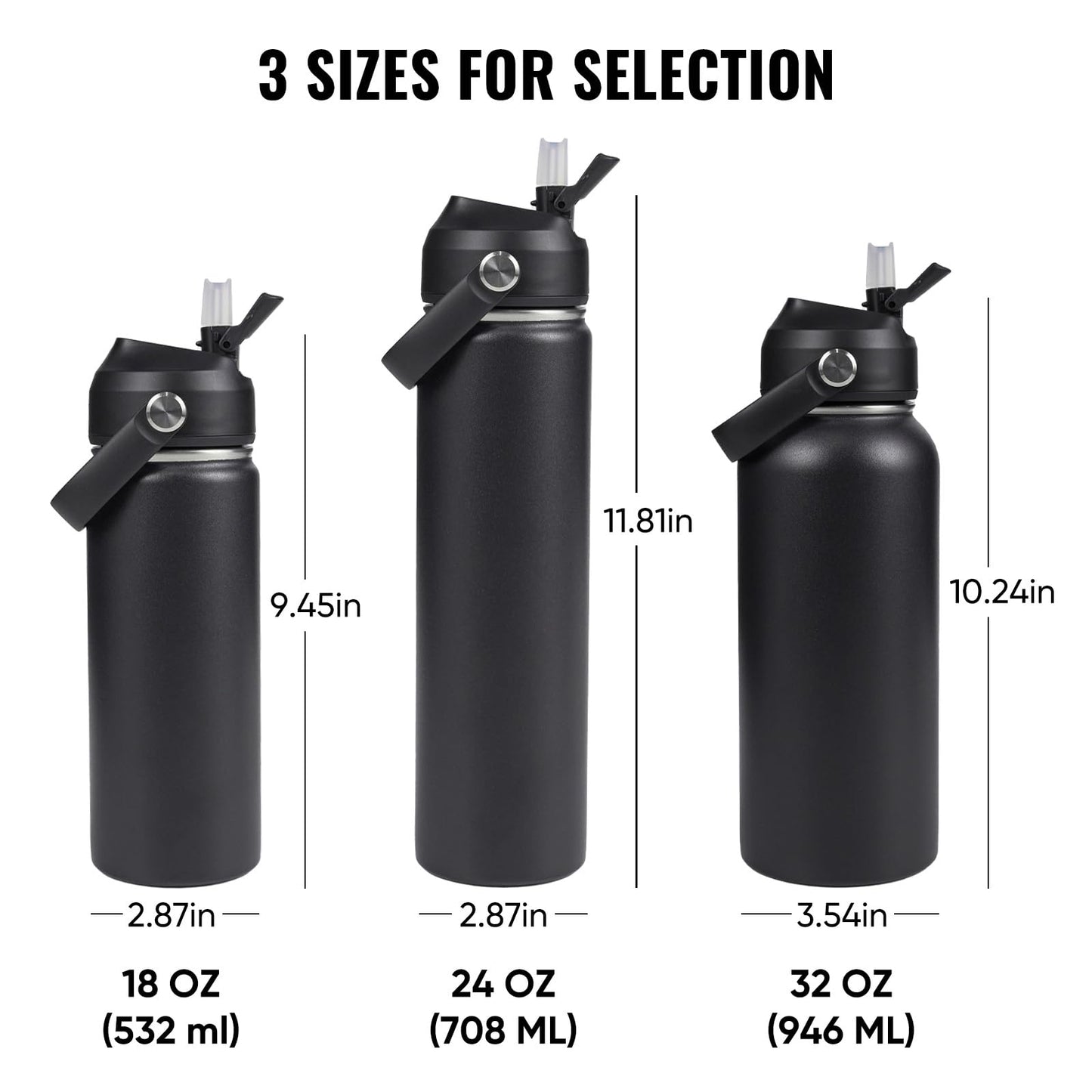 Fijinhom 18oz Insulated Stainless Steel Water Bottle, Wide Mouth Double Wall Vacuum, Silicone