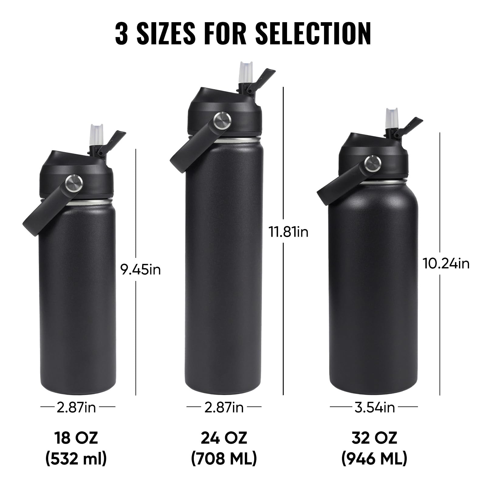 Fijinhom 18oz Insulated Stainless Steel Water Bottle, Wide Mouth Double Wall Vacuum, Silicone