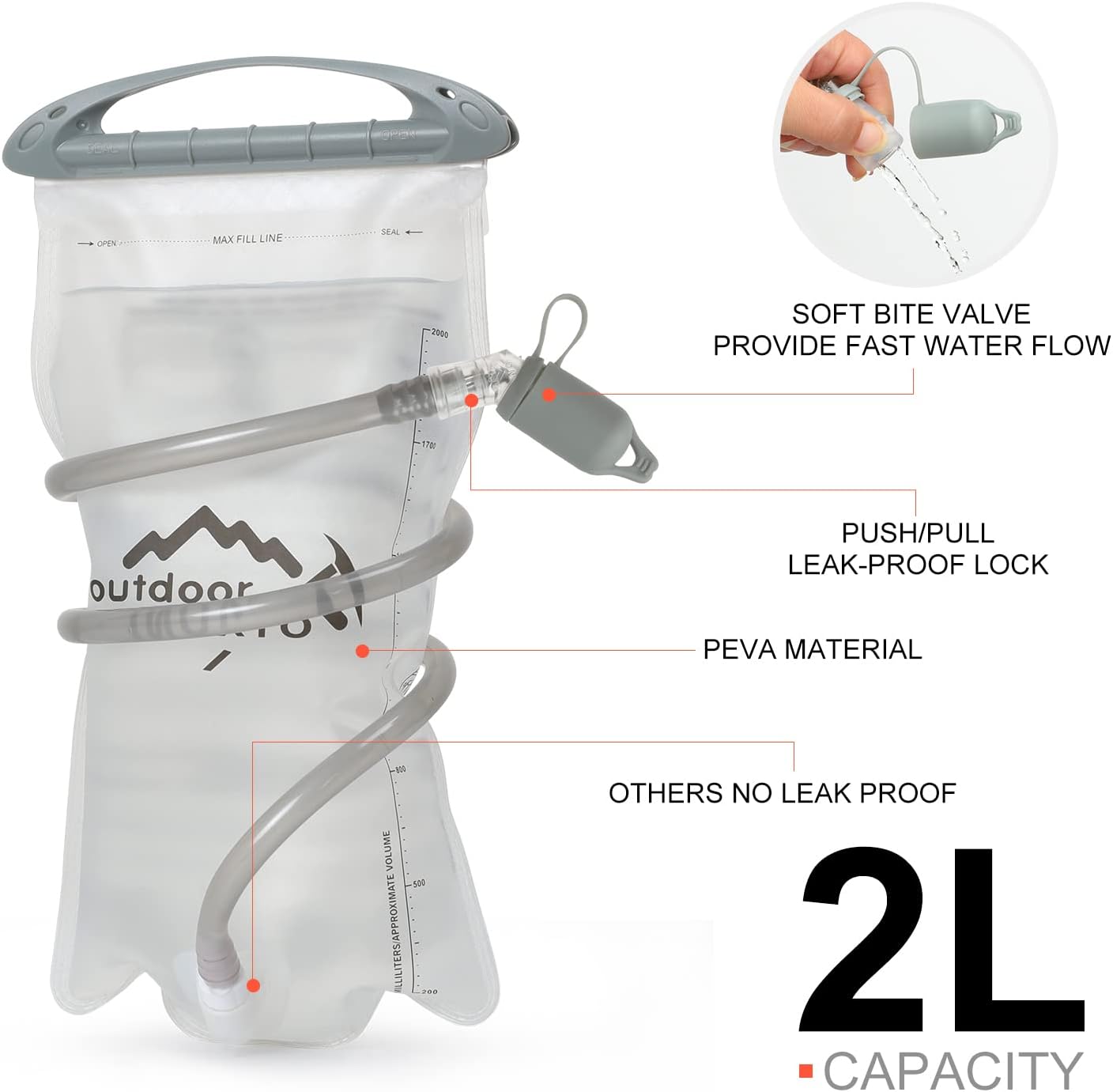 Hydration Pack Backpack, Lightweight Water Backpack with 2L Leakproof Hydration Bladder Daypack for Men Women,Running Hydration Vest for Outdoor Trail