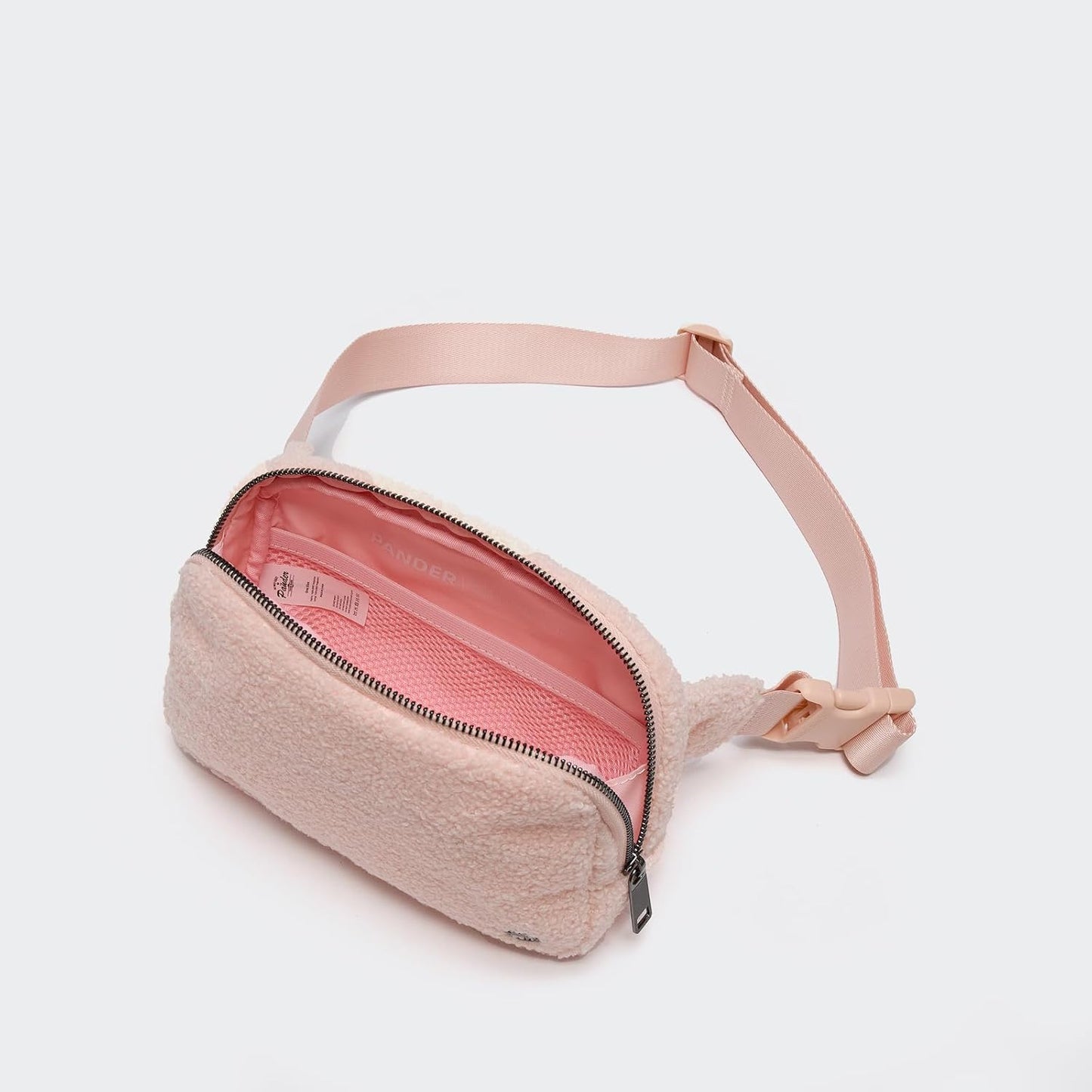 Pander Large 2L Fanny pack Everywhere Fleece Belt Bag for Women and Men with Adjustable strap Belt. (Cream Pink)