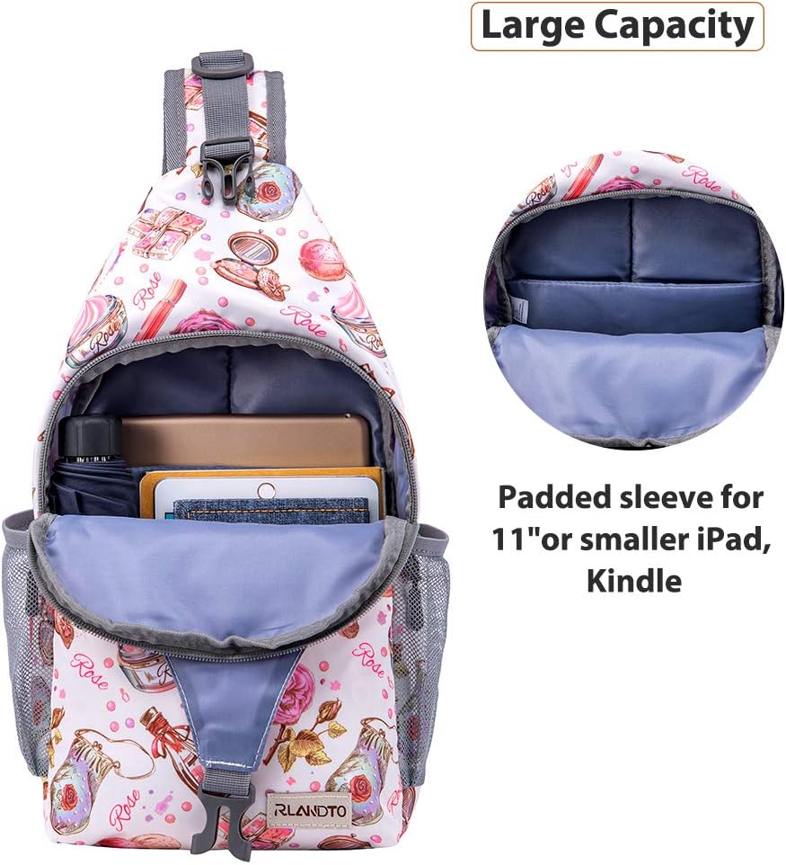 ZOMAKE Sling Bag,Small Crossbody Sling Backpack,Water Resistant Shoulder Daypack for Travel,Anti Thief Chest Bag for Hiking(Cosmetic White)