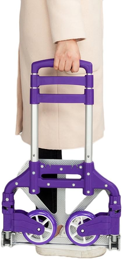 FCH Folding Hand Truck Aluminum Portable Folding Hand Cart 165lbs Capacity Handy Dolly Cart Ideal for Home, Auto, Office,Travel Use,Purple