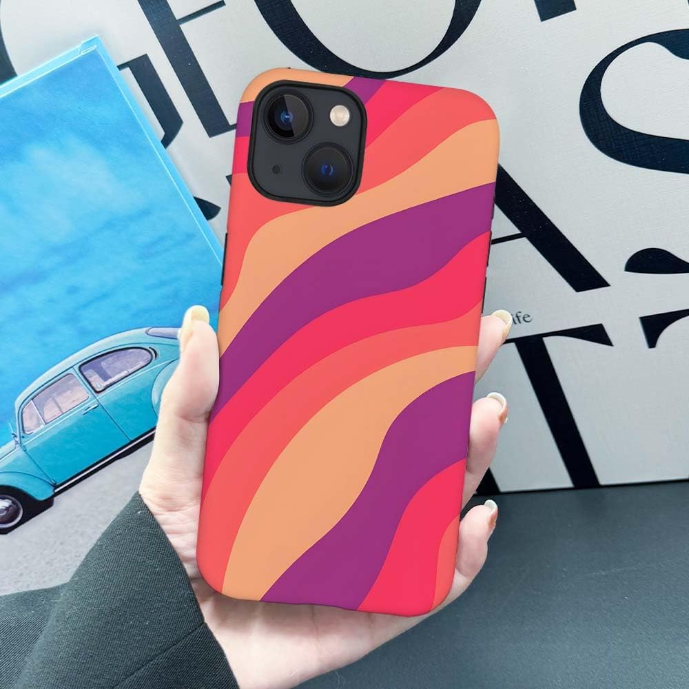 SEized Case Compatible with for iPhone 15,Pink Colorful Waves Abstract Swirls Phone Case for Girl Women Boy Men,Durable Protection Case for iPhone 15