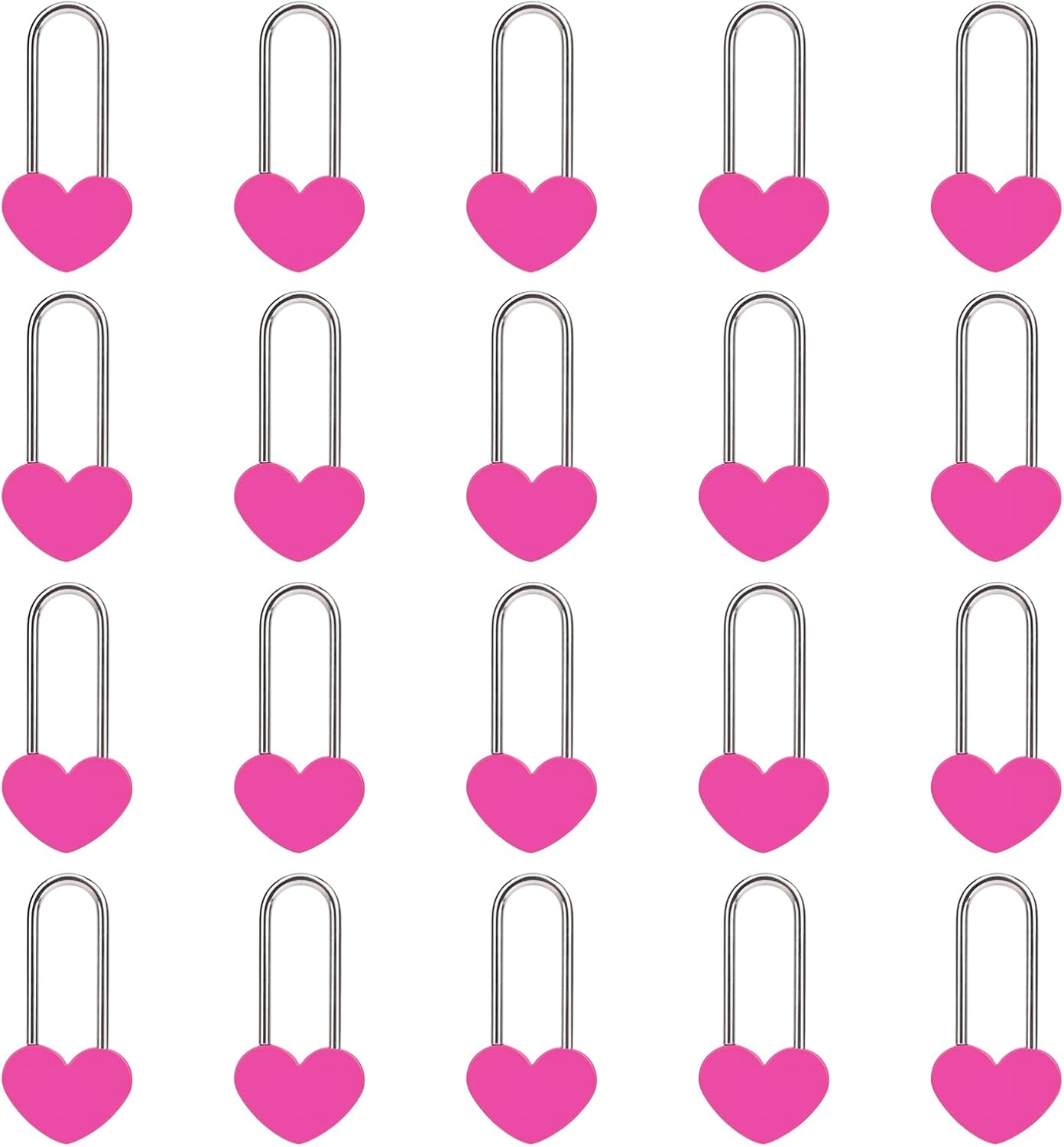 20PCS 3.5" 50mm Love Lock Heart Padlock,Rose Red Single Heart Wish Lock for Lovers Wedding,Valentines,Anniversary,Travel(NO Key)