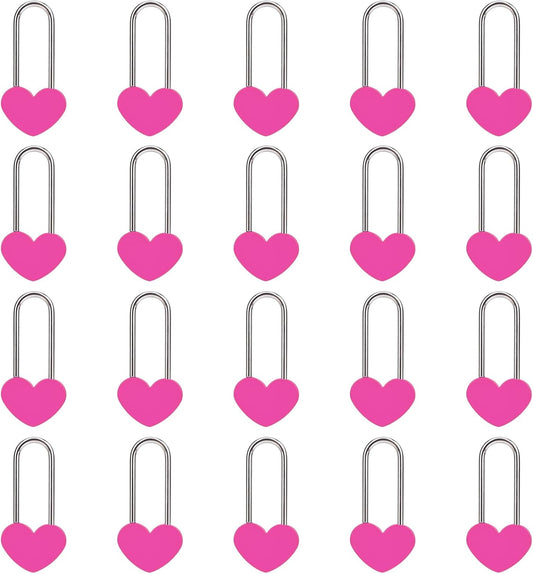 20PCS 3.5" 50mm Love Lock Heart Padlock,Rose Red Single Heart Wish Lock for Lovers Wedding,Valentines,Anniversary,Travel(NO Key)