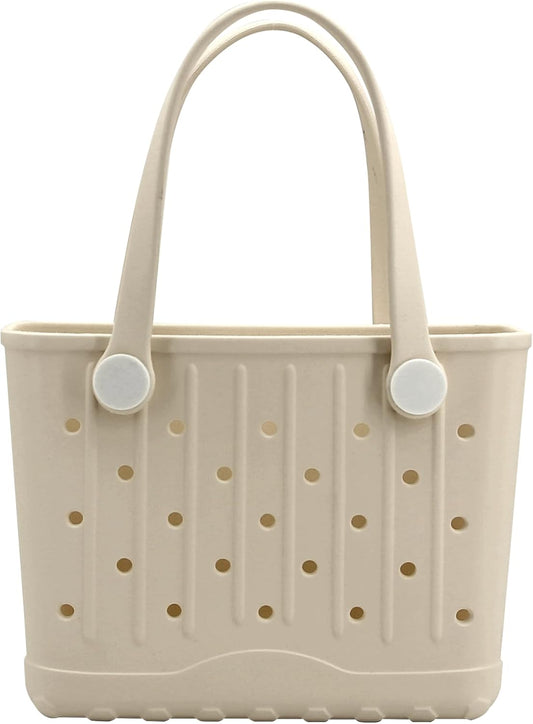 Rubber Tote Bag Small Beach Bag Waterproof Travel Bags Washable Tote Portable Open Handbag for Sports Beach Boat Outdoor