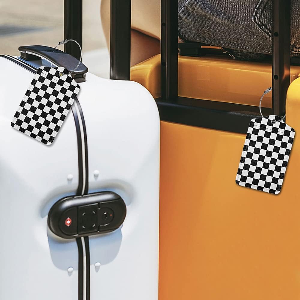 2 Pack Luggage Tags for Travel PU Leather Luggage Tag Name ID Labels with Privacy Cover for