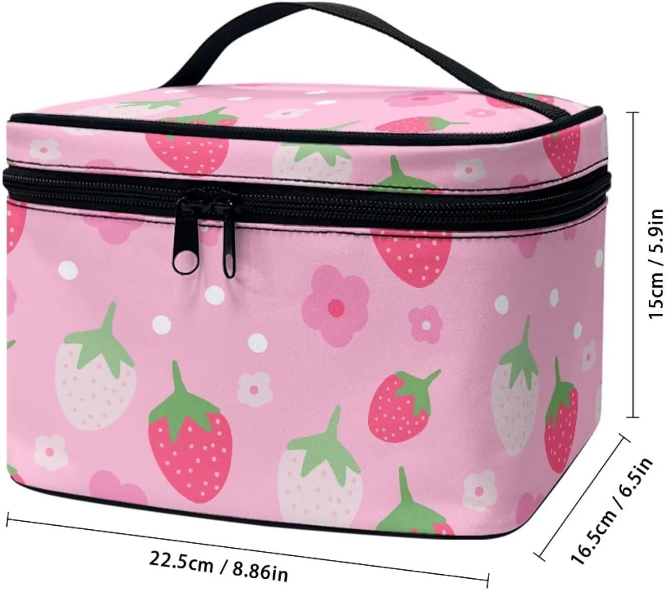 JoyLamoria Strawberry Makeup Bag Casual Funny Cosmetic Bag Small Handbag Storage Organizer