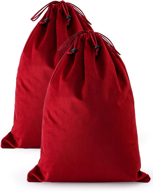 FantasyLife Shoe Bags for Travel, 2 PCS Washable Dust Bags for Storage & Packing, Flannel Shoe Pouch with Drawstring Closure for Purses, Handbags, Shoes & Toys (Rio Red)