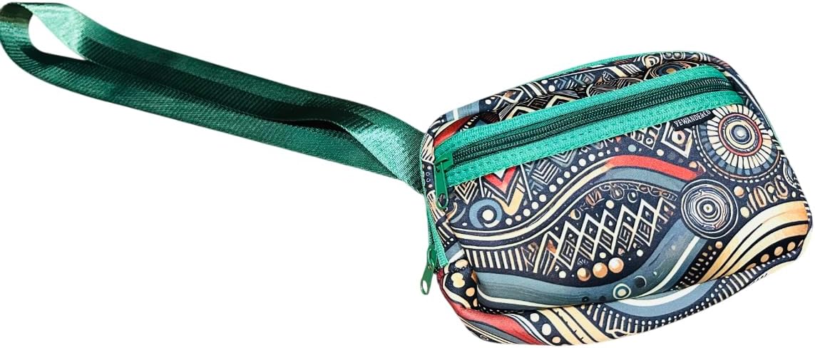 Yewande&co Neoprene Fanny Pack Belt Bag – Lightweight Waterproof Waist Bag with Adjustable Strap, 3 Zippered Pockets, Crossbody Belt Bag for Travel, African Design Crossbody Bags (River)