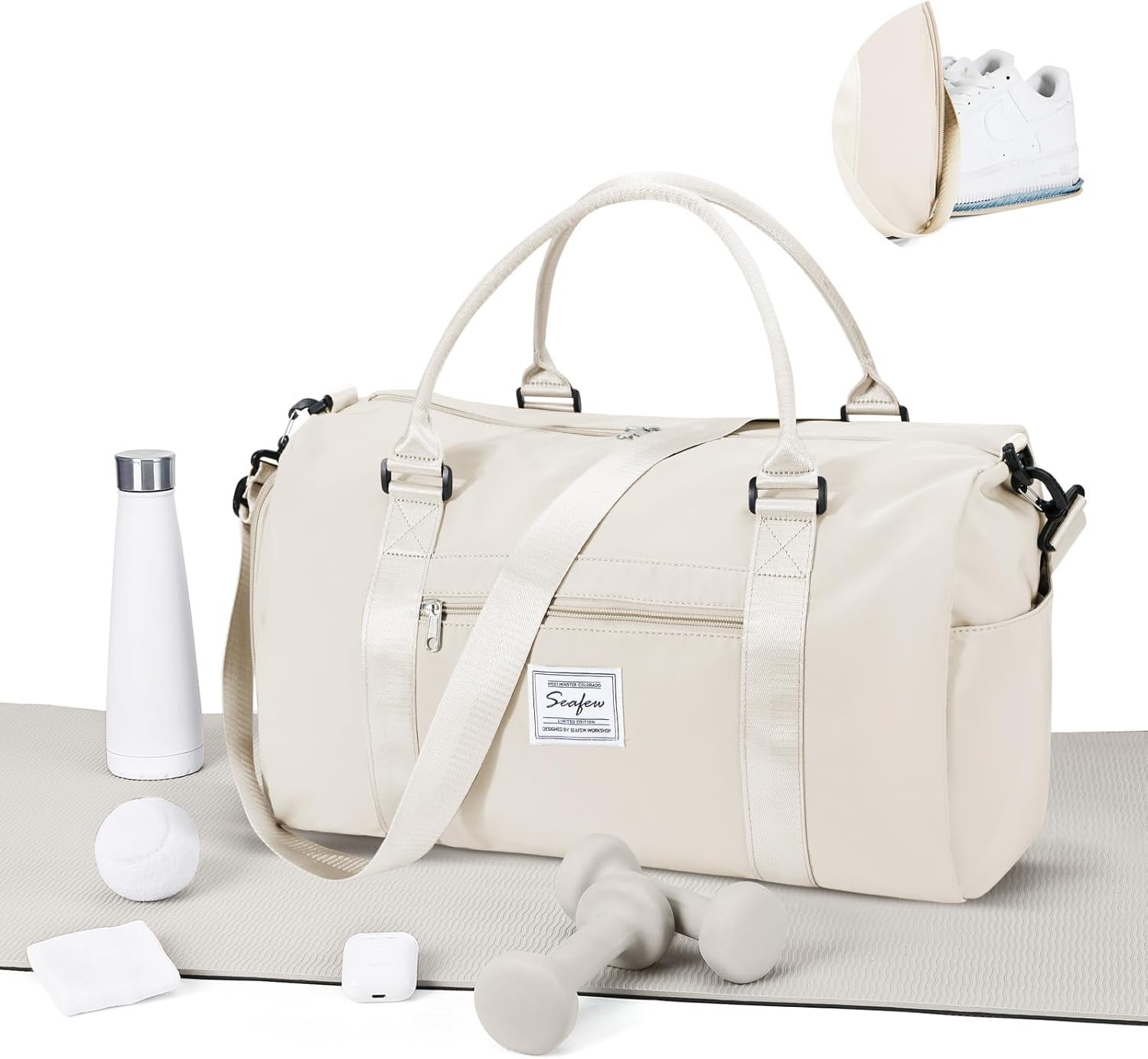 Gym Bag for Women Men with Shoes Compartment and Wet Pocket,Sport Swimming Yoga Bag,Waterproof