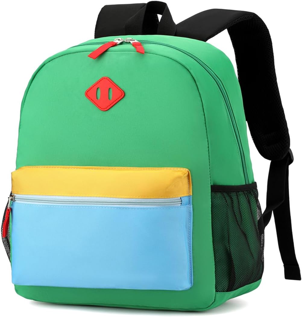 Toddler Backpack,12inch Preschool Backpack for Kids Boys and Girls 2-4 Kindergarten Preschool Bookbag with Chest Buckle (Green Blue, Small)