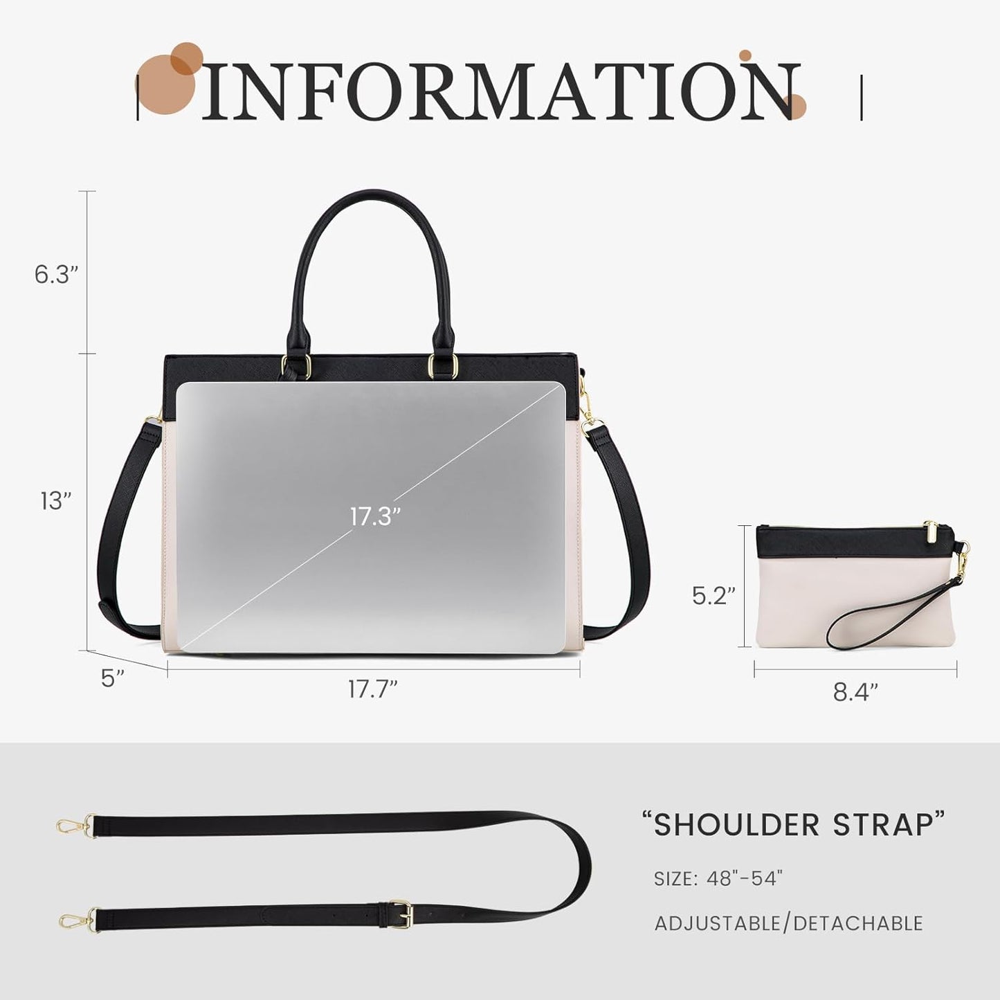 LOVEVOOK Laptop Bag for Women, 17.3 inch Laptop Tote Work Bag Purse, Large Waterproof Leather Computer Briefcase for Office