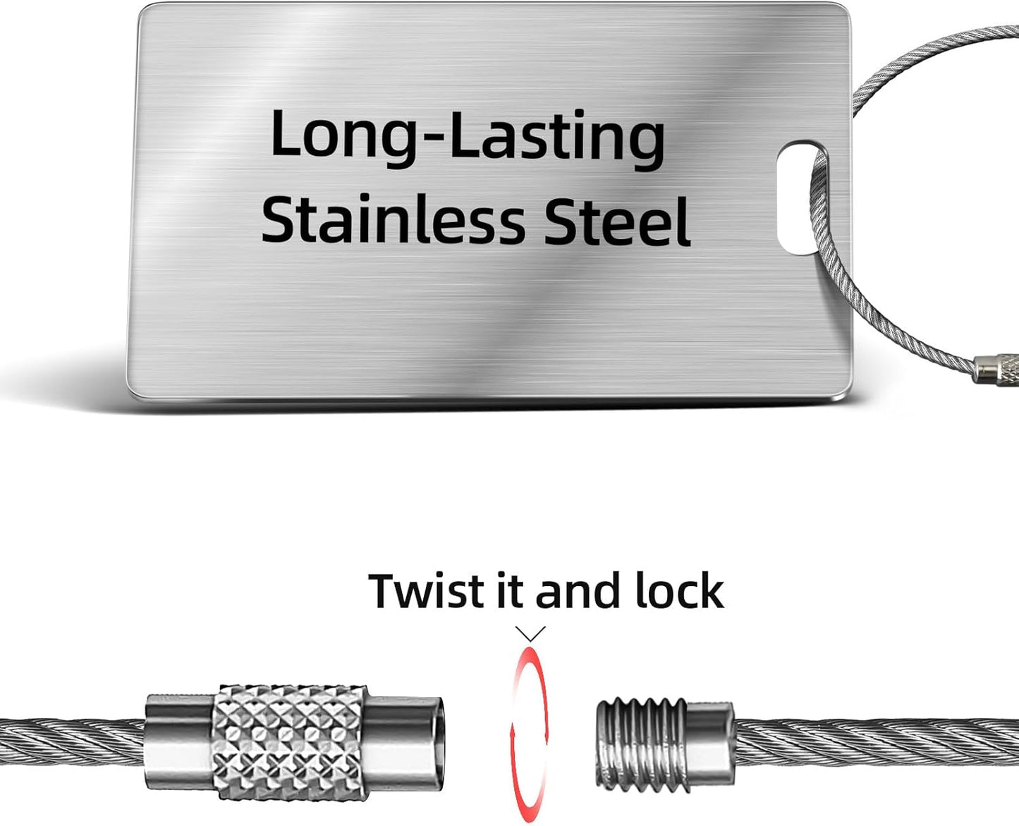 3 Pack Personalized Luggage Tags for Suitcases and Backpacks - Stainless Steel Metal Unique Custom Traval Bag Name Tags for Kids, Women, Luggage, Baggage, Cute and Funny - Bulk Set (3 Pack)