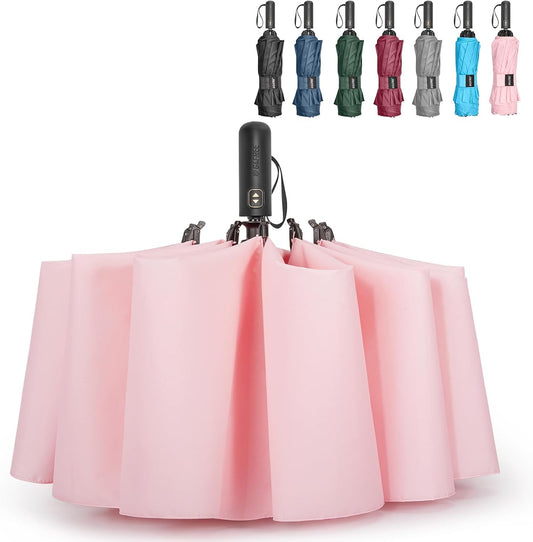 G4Free 42/46/54/62 Inch Large Golf Umbrella Compact Reverse Travel Umbrella 10 Ribs Windproof for Rain Double Canopy Automatic Open Close