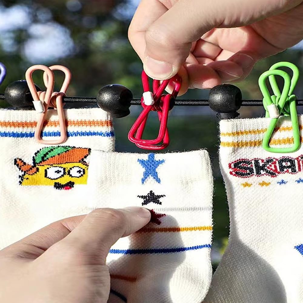Clothesline，Retractable Portable Clothesline for Travel，Clothing line with 12 Clothes Clips，for