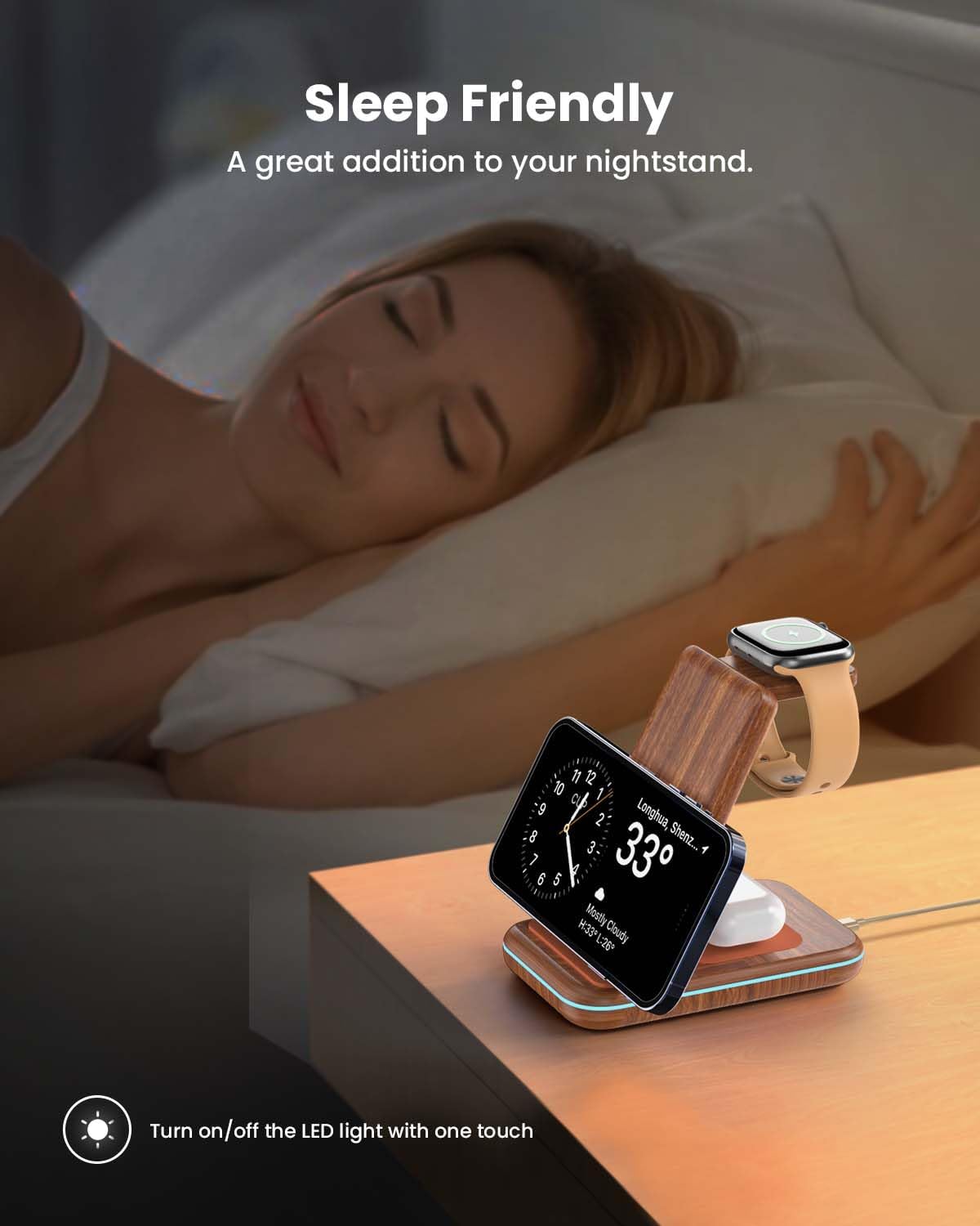 Wireless Charging Station: GEEKERA 3 in 1 Foldable Wireless Charger Stand for iPhone 17/16/15/14 13 12 11 Pro Max/X/8, Charging Station for Apple Watch Ultra/SE/11/10/9/8/7/6/5/4, AirPods 4/3/2/Pro