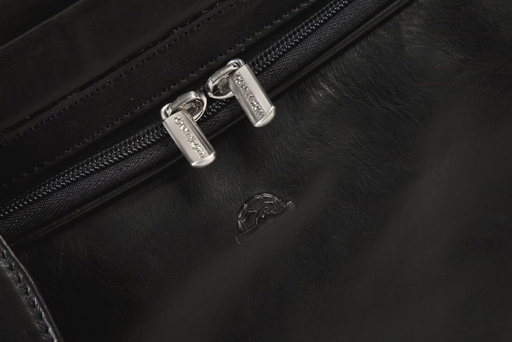 Tony Perotti Mens Italian Cow Leather Napoli Laptop Zip-Around Double Compartment Leather Briefcase