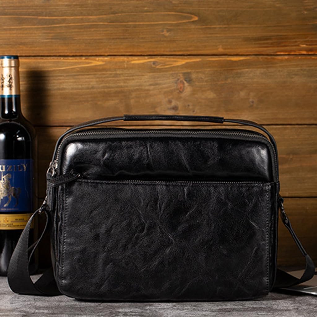 Genuine Leather Sling Bag for Men Adjustable Strap Vintage Anti-Theft Crossbody Messenger Shoulder Bag