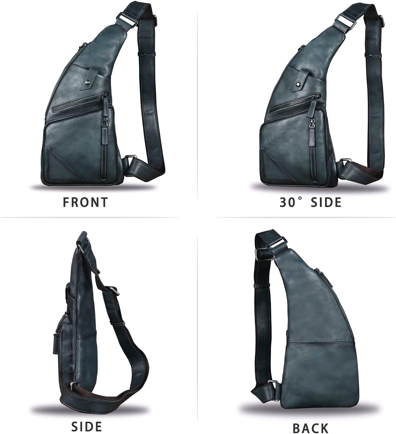 Genuine Leather Sling Bag for Men Vintage Handmade Crossbody Daypack Hiking Backpack Retro