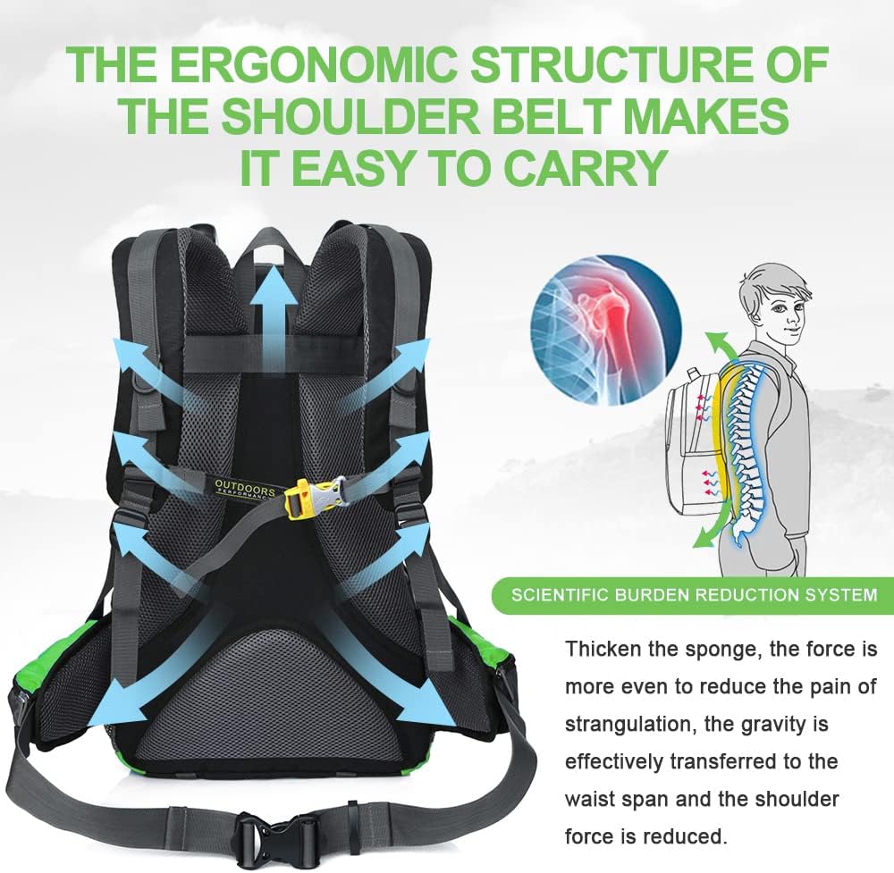 INOXTO lightweight Hiking Backpack 35L/40L Hiking Daypack with Waterproof Rain Cover for Travel
