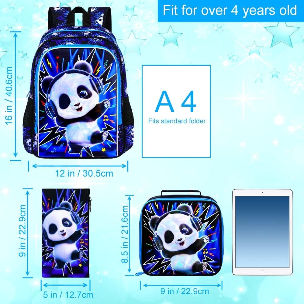 3PCS Boys Backpack, Water Resistant Kids Bookbag Set with Lunch Box, Cute School Bag for Preschool Toddler
