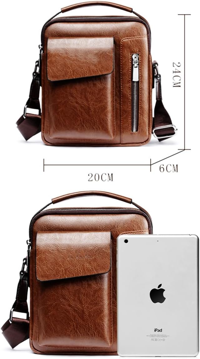 Vintage Genuine Leather Crossbody Bag for Men – Small Shoulder Satchel Handbag for Daily Use