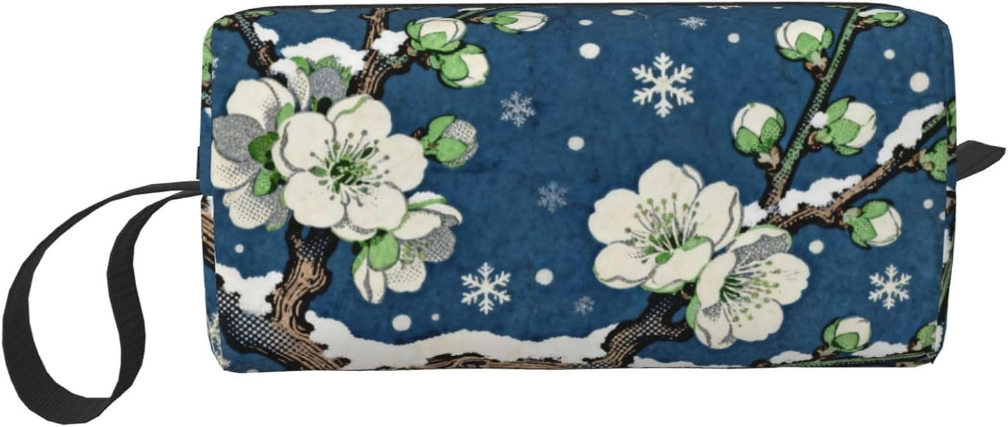 Plum Blossom Snowflake Makeup Bag Organizer Compact & Durable Plum Travel Cosmetic Bag Oxford Fabric Impact-Resistant Multi-Purpose Storage Perfect for Travel, Gym, Daily Use