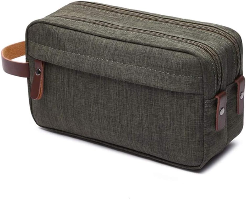 Tumecos Men’s Toiletry Bag Leather Waxed Canvas Shaving Dopp Kit Travel Accessories Organizer Bag