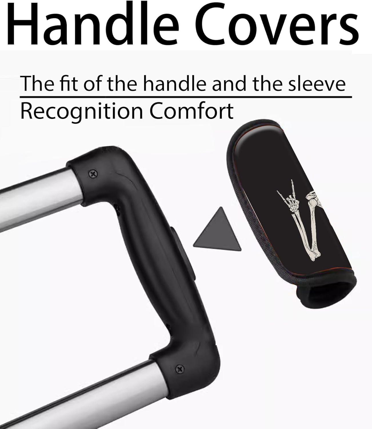 2 Pack Luggage Handle Wrap Travel Tags - Set of Luggage Tags for Suitcases, Identifiers, Marker, and Handle Covers - Cruise Accessories and Travel Gifts（Skull Human Skeleton